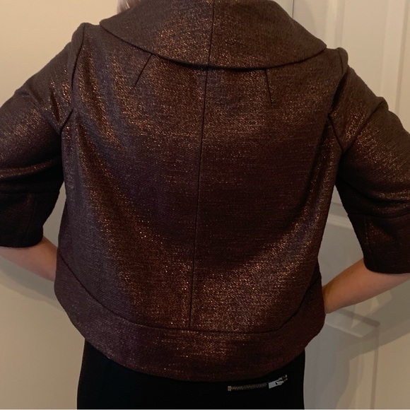 MARC JACOBS Jacket Retro Glam Bronze Metallic Cropped Career - Picture 3 of 15